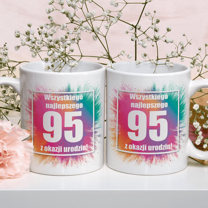 Na 95. urodziny - 1x Kubek z nadrukiem, spersonalizowany prezent dla babci - Adamell.pl