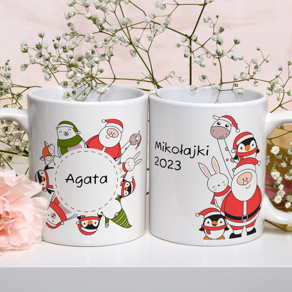 Na Mikołajki - 1x Kubek z nadrukiem, spersonalizowany prezent dla siostry - Adamell.pl