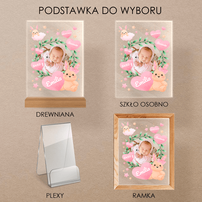 Na narodziny dziewczynki - Druk na szkle, spersonalizowany prezent dla dziecka - Adamell.pl