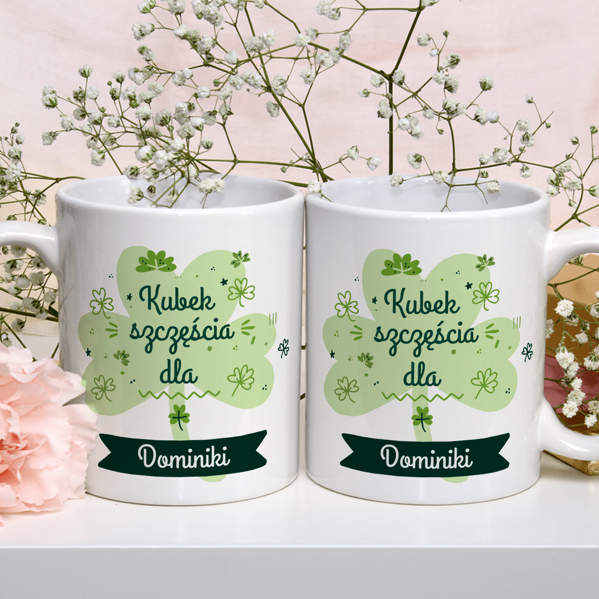 Na szczęście - 1x Kubek z nadrukiem, spersonalizowany prezent dla przyjaciółki - Adamell.pl