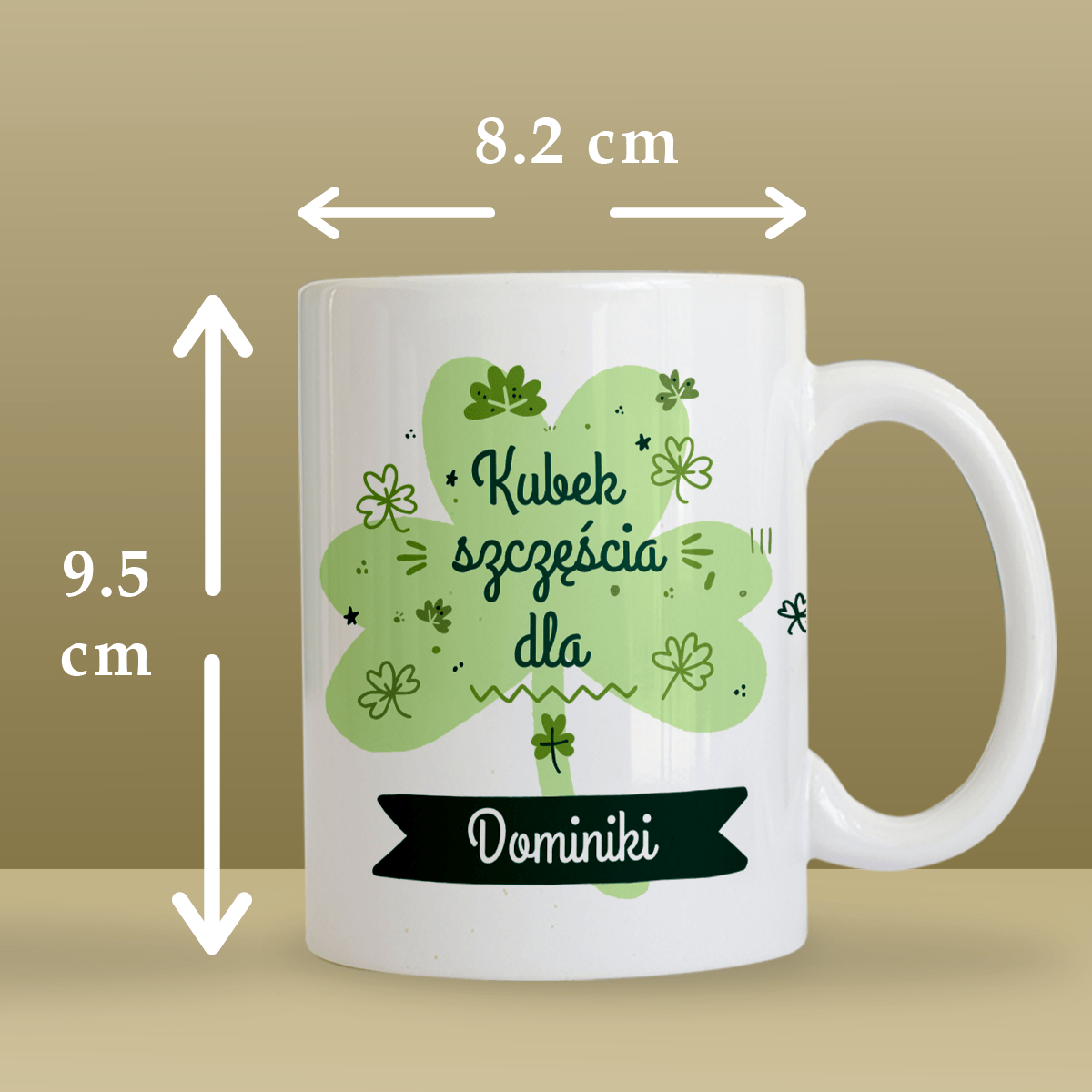 Na szczęście - 1x Kubek z nadrukiem, spersonalizowany prezent dla przyjaciółki - Adamell.pl