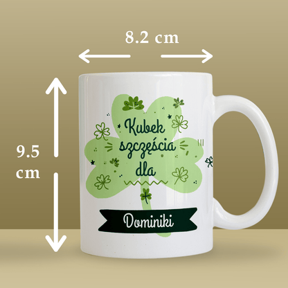 Na szczęście - 1x Kubek z nadrukiem, spersonalizowany prezent dla przyjaciółki - Adamell.pl