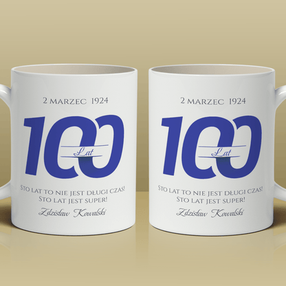 Na Twoje100 lat - 1x Kubek z nadrukiem, spersonalizowany prezent dla niego - Adamell.pl