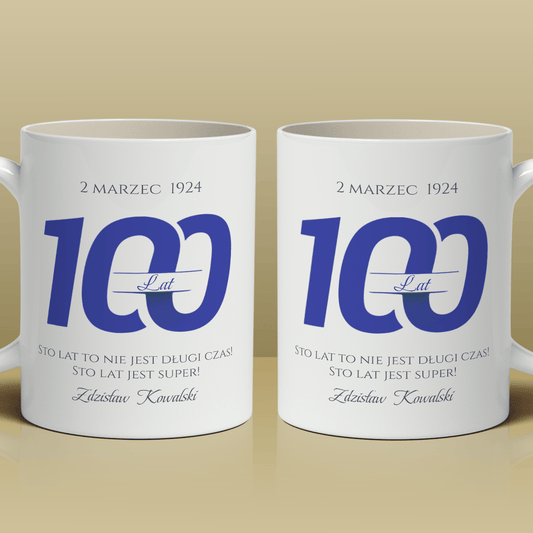 Na Twoje100 lat - 1x Kubek z nadrukiem, spersonalizowany prezent dla niego - Adamell.pl