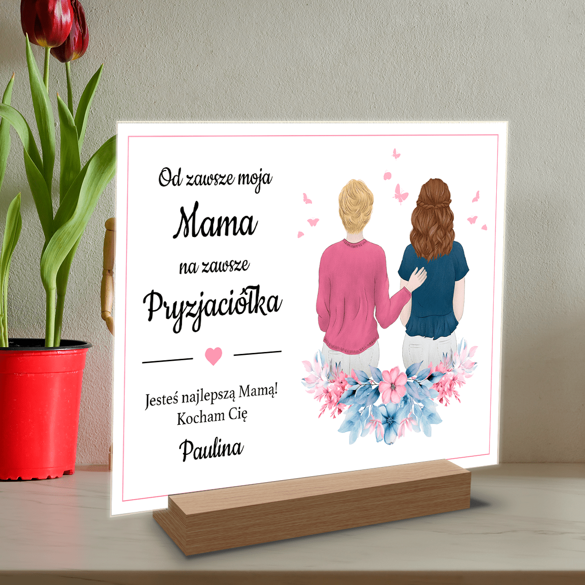 Na zawsze przyjaciółka - Druk na szkle, spersonalizowany prezent dla mamy - Adamell.pl