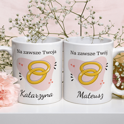 Na zawsze - Zestaw 2 x Kubek z nadrukiem, spersonalizowany prezent dla pary - Adamell.pl