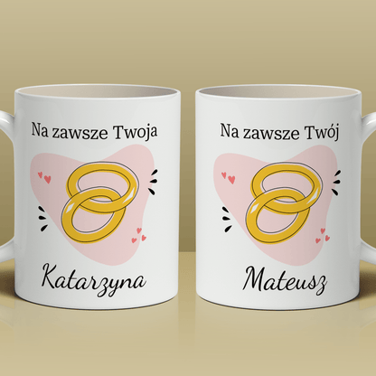 Na zawsze - Zestaw 2 x Kubek z nadrukiem, spersonalizowany prezent dla pary - Adamell.pl
