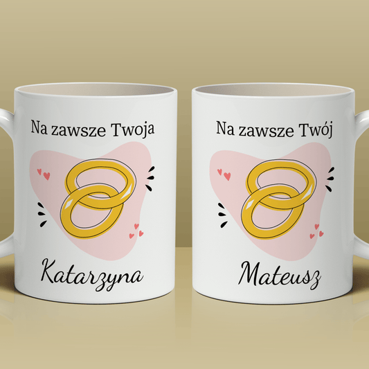 Na zawsze - Zestaw 2 x Kubek z nadrukiem, spersonalizowany prezent dla pary - Adamell.pl