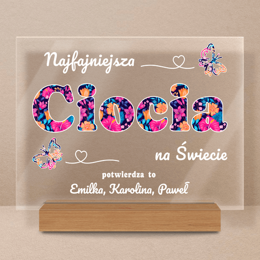 Najfajniejsza ciocia - Druk na szkle, spersonalizowany prezent dla cioci - Adamell.pl - Wyjątkowe Prezenty