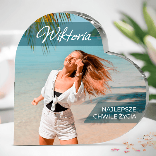 Najlepsze chwile życia - Szklane serce, spersonalizowany prezent dla niej - Adamell.pl