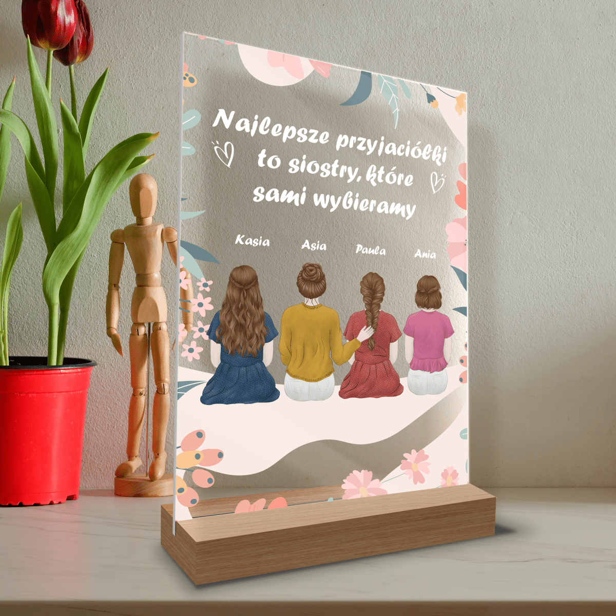 Najlepsze przyjaciółki to siostry - Druk na szkle, spersonalizowany prezent dla siostry - Adamell.pl