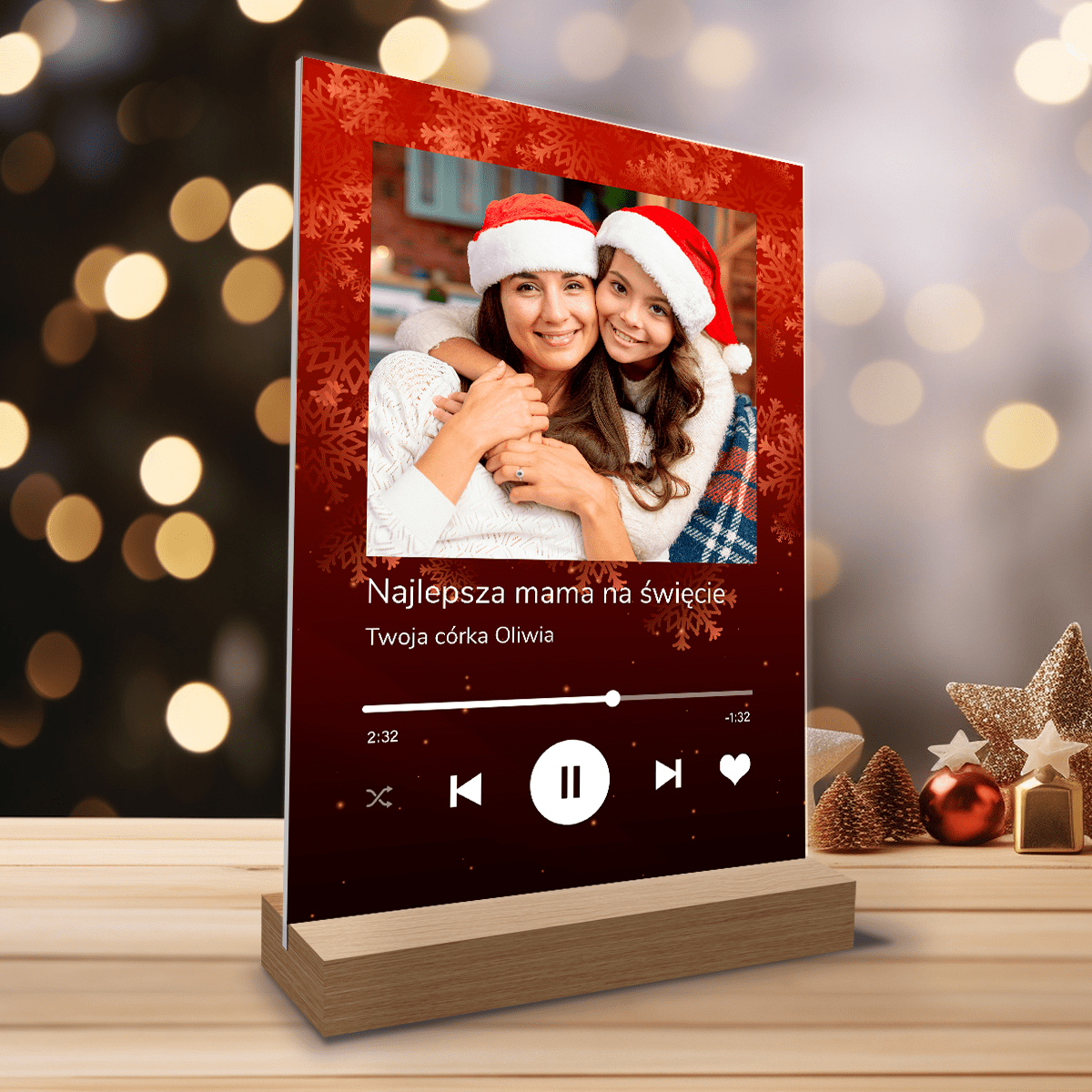 Najlepsze życzenia świąteczne - Druk na szkle, spersonalizowany prezent dla mamy - Adamell.pl