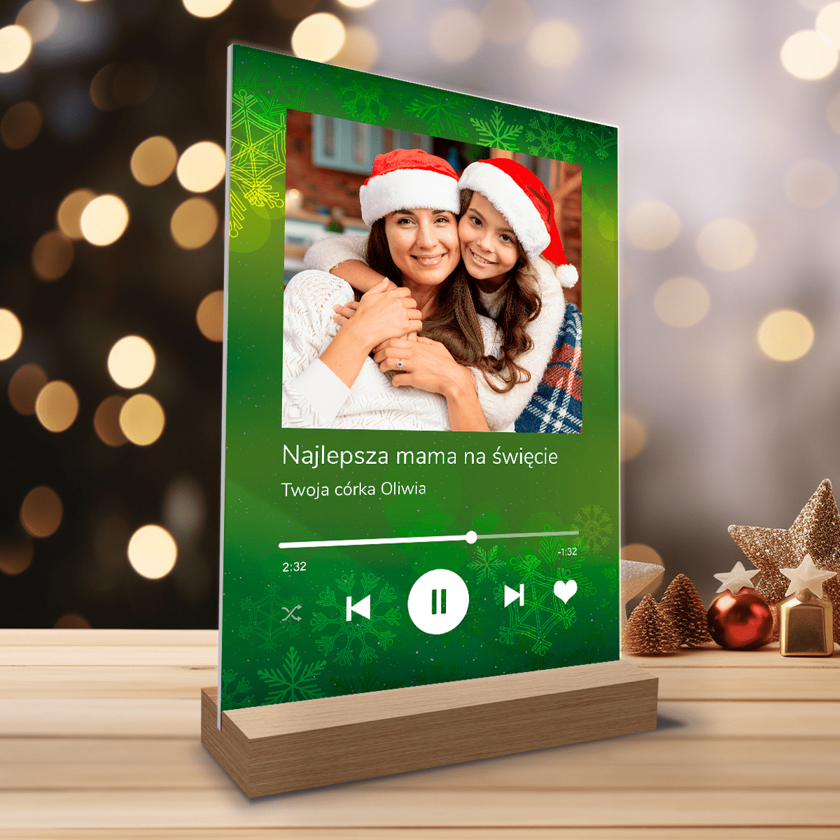 Najlepsze życzenia świąteczne - Druk na szkle, spersonalizowany prezent dla mamy - Adamell.pl