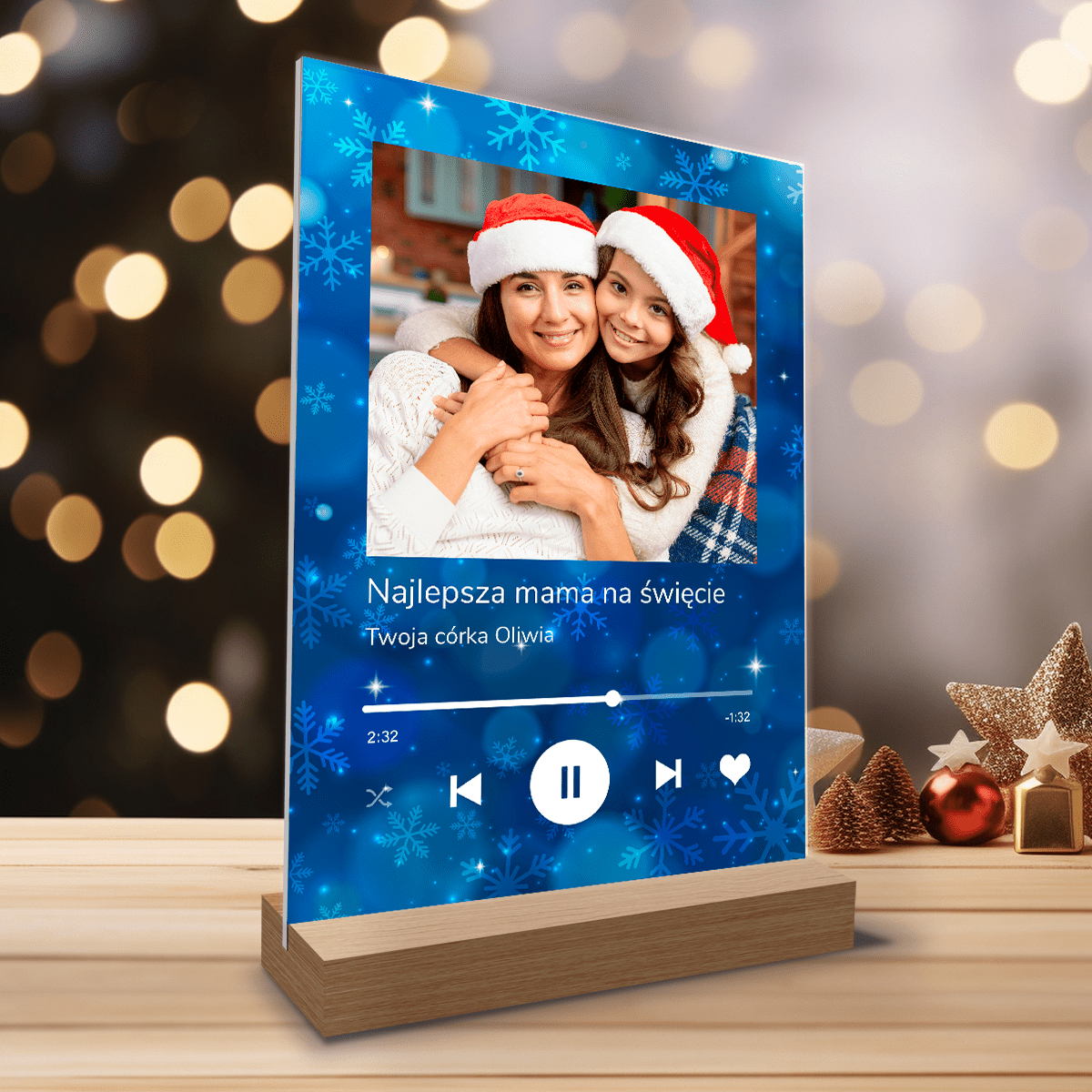 Najlepsze życzenia świąteczne - Druk na szkle, spersonalizowany prezent dla mamy - Adamell.pl