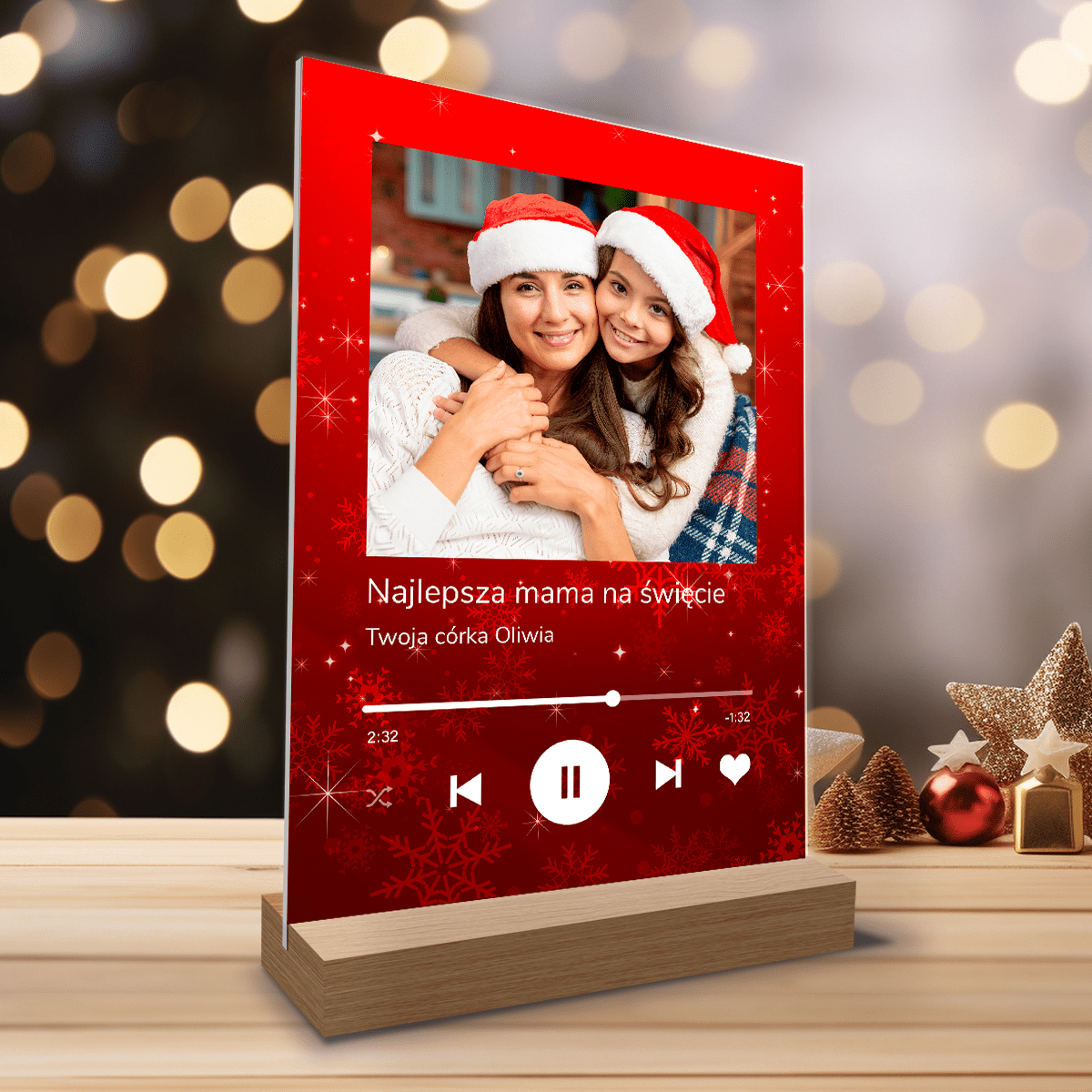 Najlepsze życzenia świąteczne - Druk na szkle, spersonalizowany prezent dla mamy - Adamell.pl