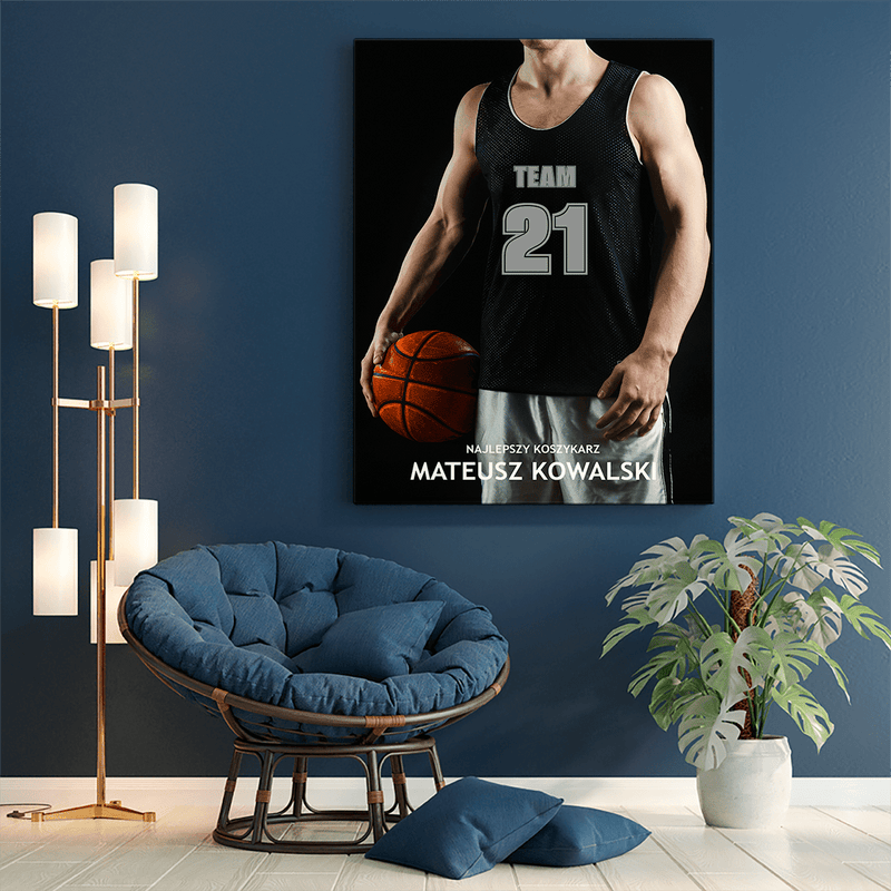 Najlepszy koszykarz - druk na płótnie, spersonalizowany prezent dla chłopaka - Adamell.pl