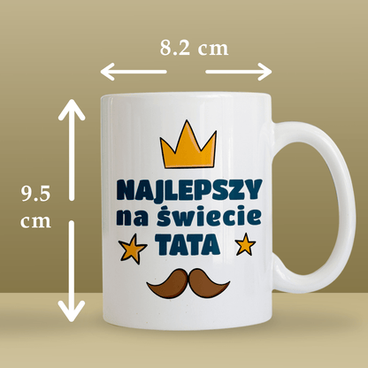 Najlepszy na świecie - 1x Kubek z nadrukiem, spersonalizowany prezent dla taty - Adamell.pl