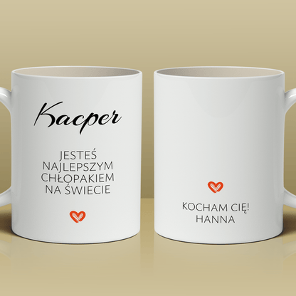 Najlepszy na świecie - Kubek z nadrukiem, spersonalizowany prezent dla chłopaka - Adamell.pl