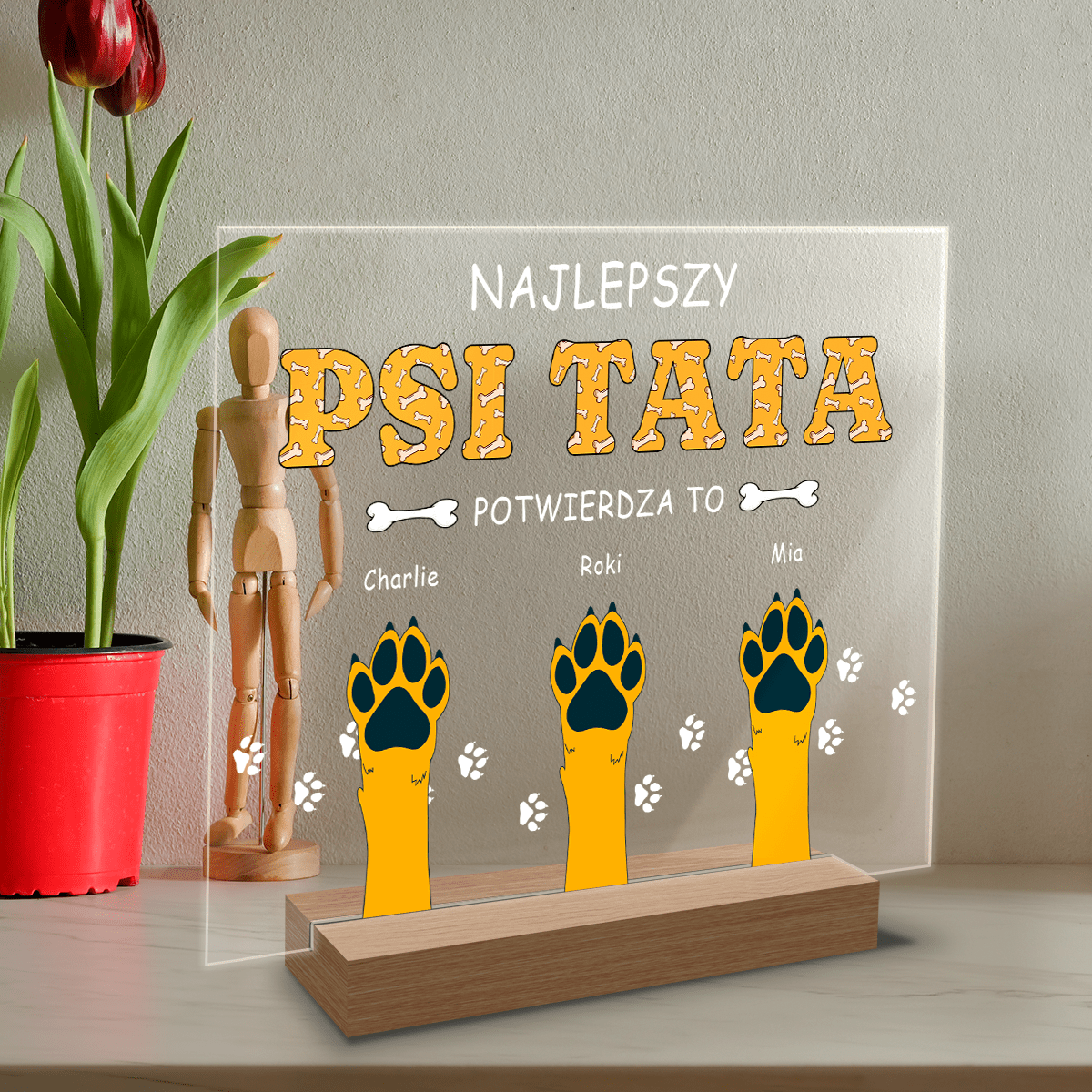 Najlepszy psi tata- Druk na szkle, spersonalizowany prezent dla miĹ‚oĹ›nika psĂłw - Adamell.pl
