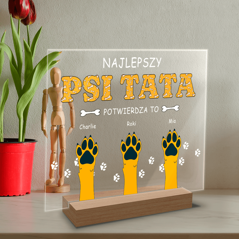 Najlepszy psi tata- Druk na szkle, spersonalizowany prezent dla miłośnika psów - Adamell.pl
