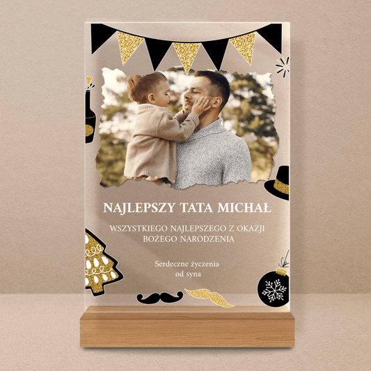 Najlepszy tata + imię - Druk na szkle, spersonalizowany prezent dla taty - Adamell.pl