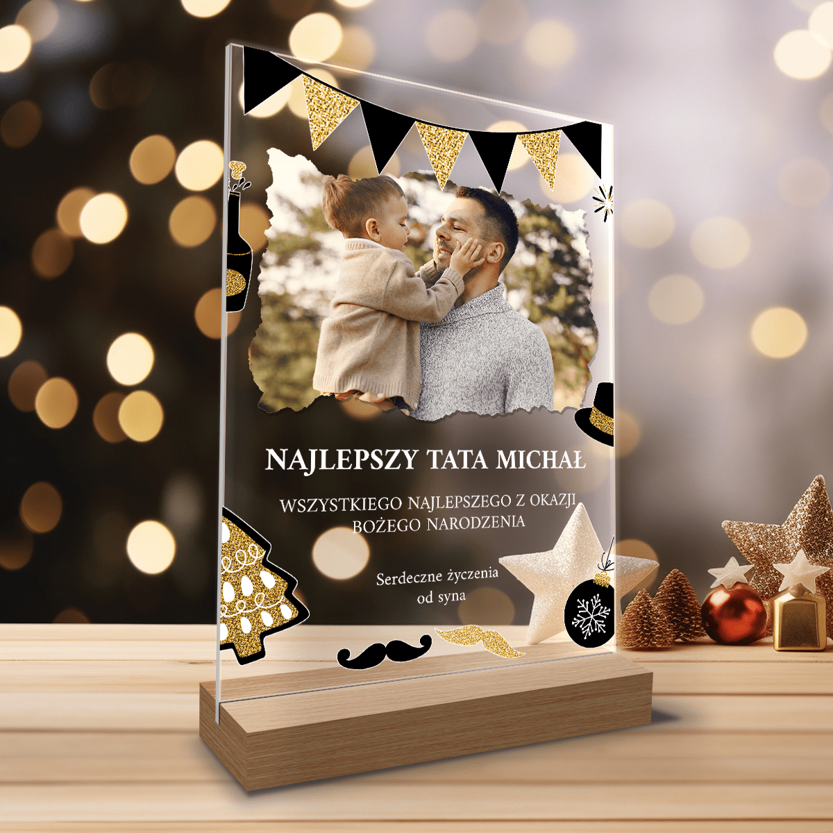 Najlepszy tata + imię - Druk na szkle, spersonalizowany prezent dla taty - Adamell.pl