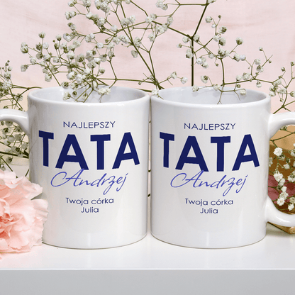 Najlepszy tata świata - 1x Kubek z nadrukiem, spersonalizowany prezent dla taty - Adamell.pl