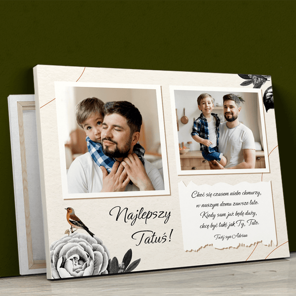 Najlepszy tatuś 2 zdjęcia - druk na płótnie, spersonalizowany prezent dla taty - Adamell.pl