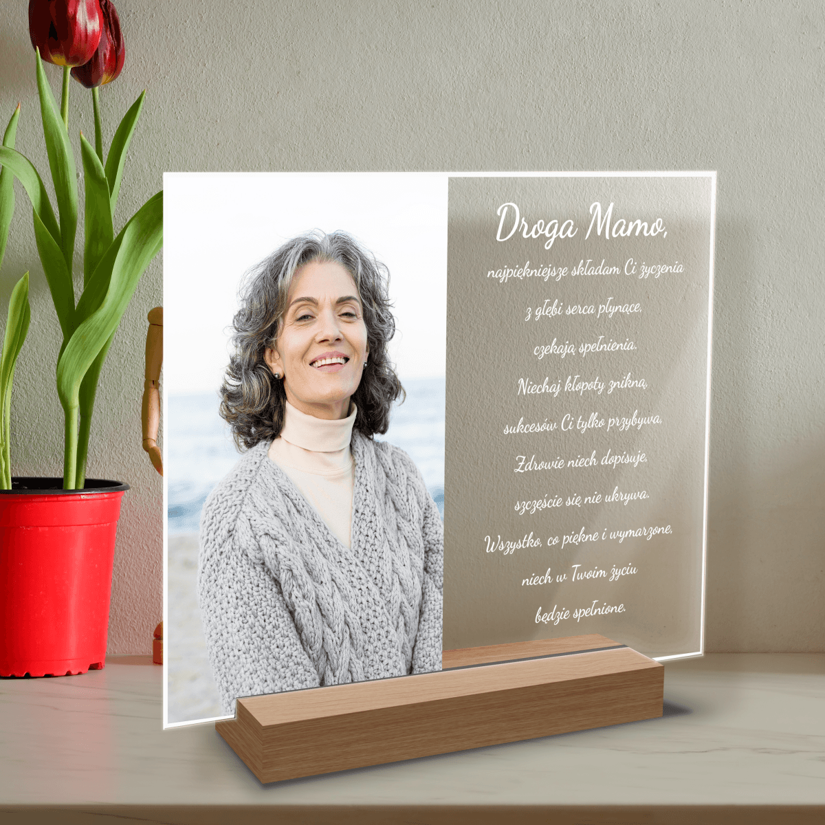 Najpiękniejsze życzenia dla mamy - Druk na szkle, spersonalizowany prezent dla mamy - Adamell.pl - Wyjątkowe Prezenty