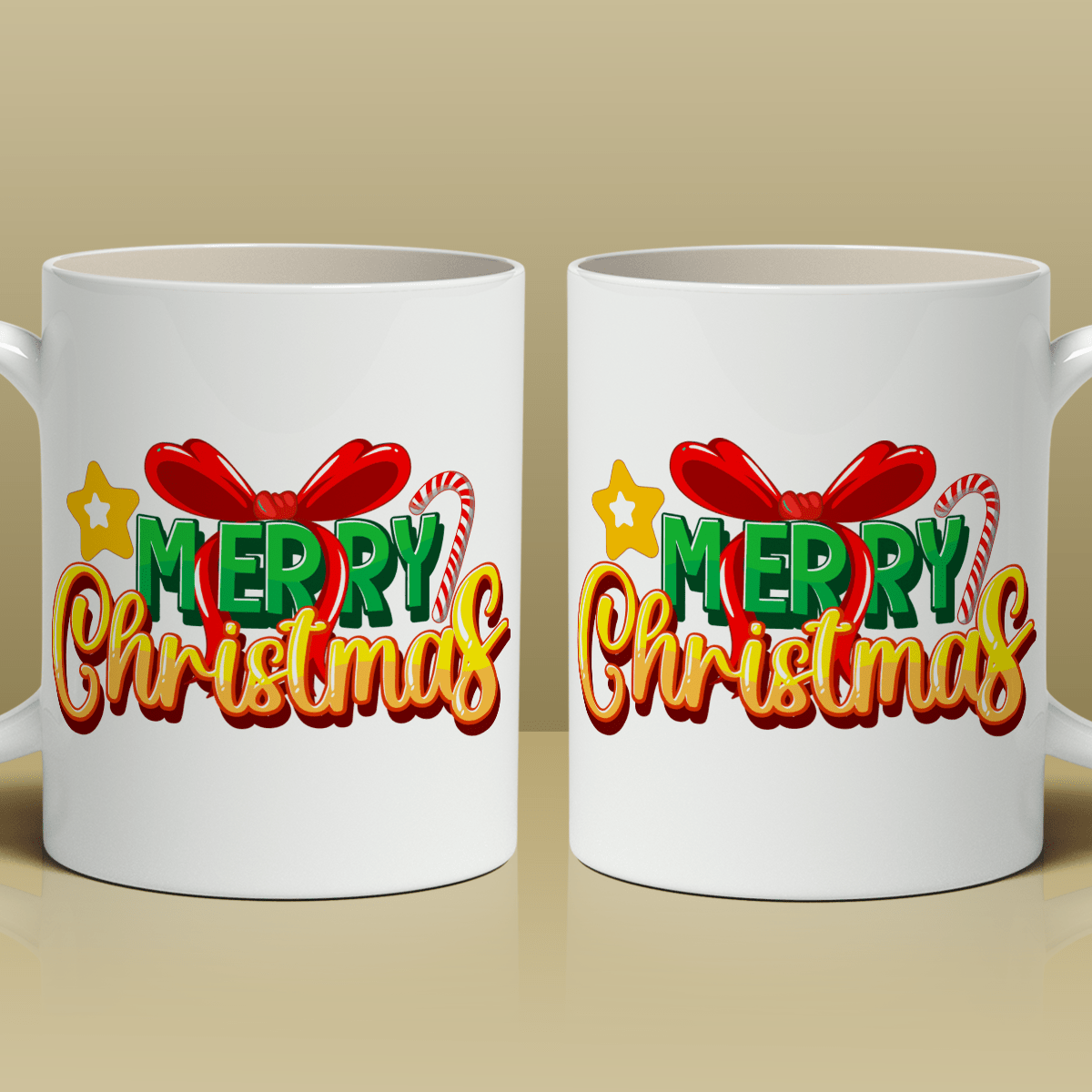 Napis Merry Christmas - 1x Kubek z nadrukiem, prezent dla siostry - Adamell.pl