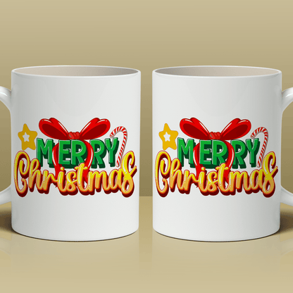 Napis Merry Christmas - 1x Kubek z nadrukiem, prezent dla siostry - Adamell.pl