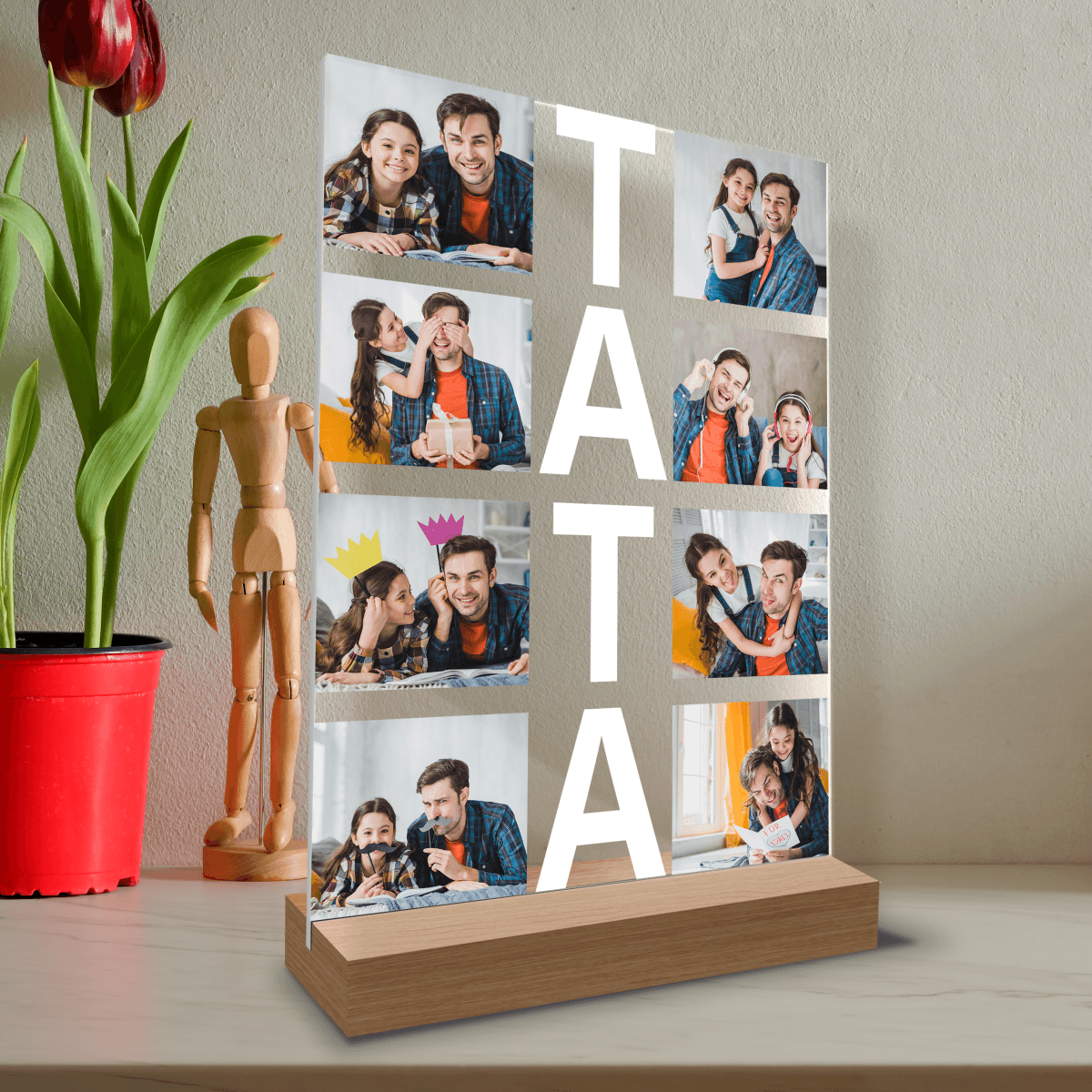 Napis TATA - Druk na szkle, spersonalizowany prezent dla taty - Adamell.pl - Wyjątkowe Prezenty