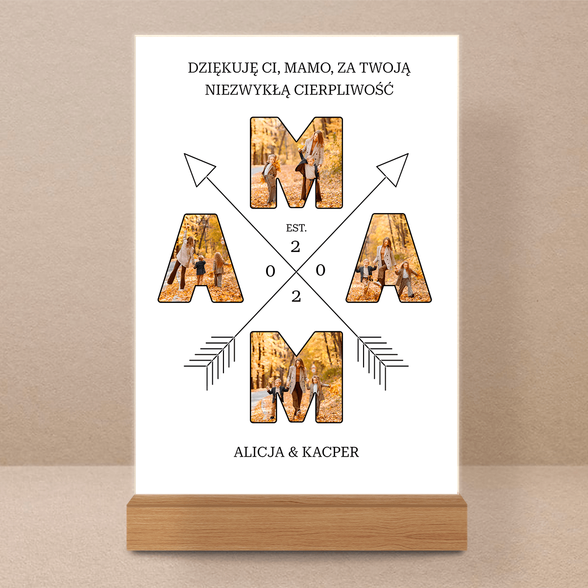 Napis ze zdjęć MAMA - Druk na szkle, spersonalizowany prezent dla mamy - Adamell.pl