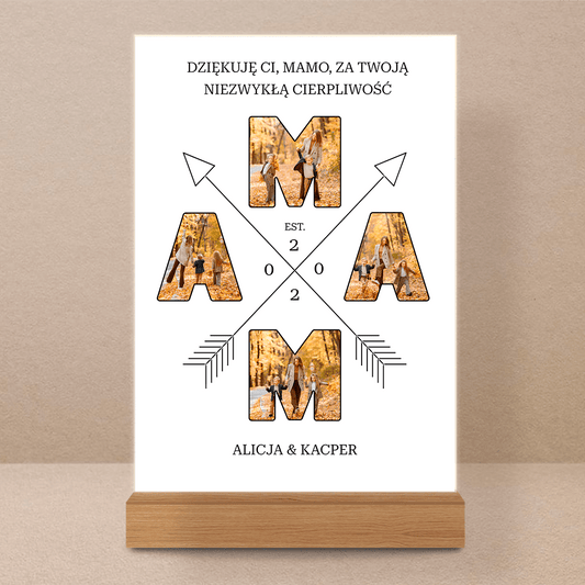 Napis ze zdjęć MAMA - Druk na szkle, spersonalizowany prezent dla mamy - Adamell.pl