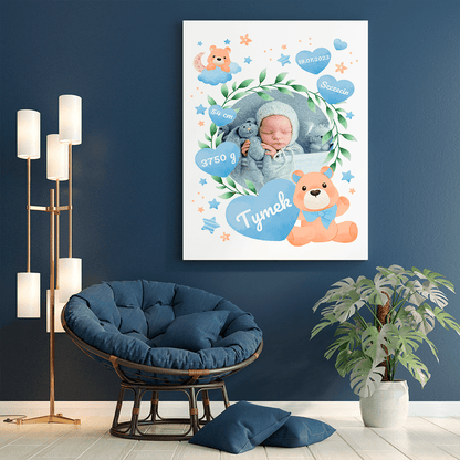 Narodziny smyka - druk na płótnie, spersonalizowany prezent dla dziecka - Adamell.pl