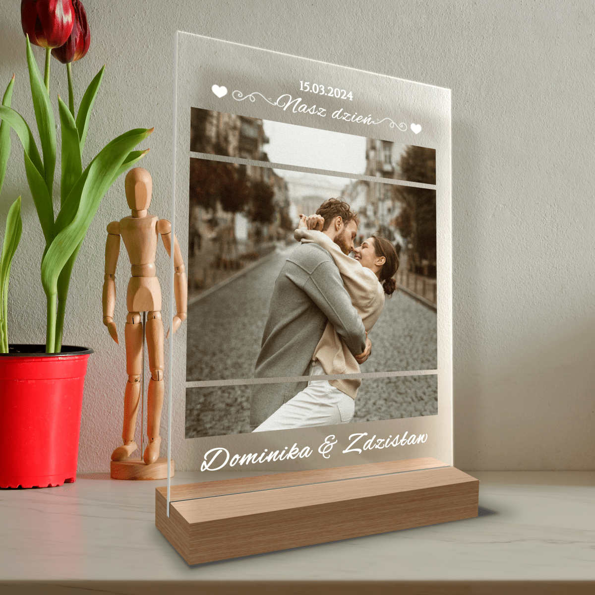 Nasz dzień + zdjecie - Druk na szkle, spersonalizowany prezent dla pary - Adamell.pl