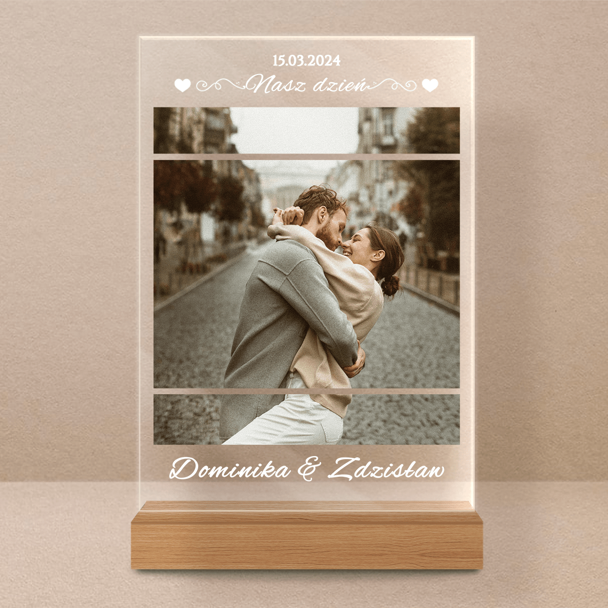 Nasz dzień + zdjecie - Druk na szkle, spersonalizowany prezent dla pary - Adamell.pl