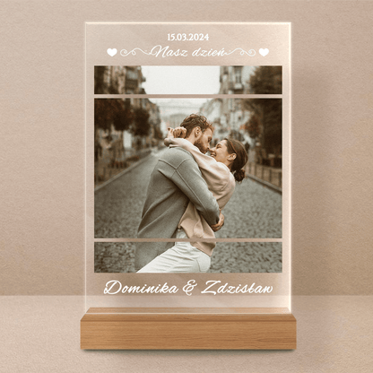 Nasz dzień + zdjecie - Druk na szkle, spersonalizowany prezent dla pary - Adamell.pl