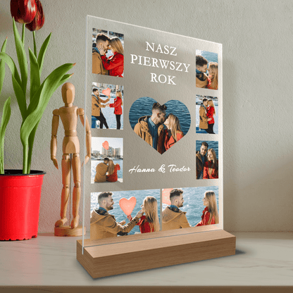 Nasz rok kolaż 9 zdjęć - Druk na szkle, spersonalizowany prezent dla pary - Adamell.pl