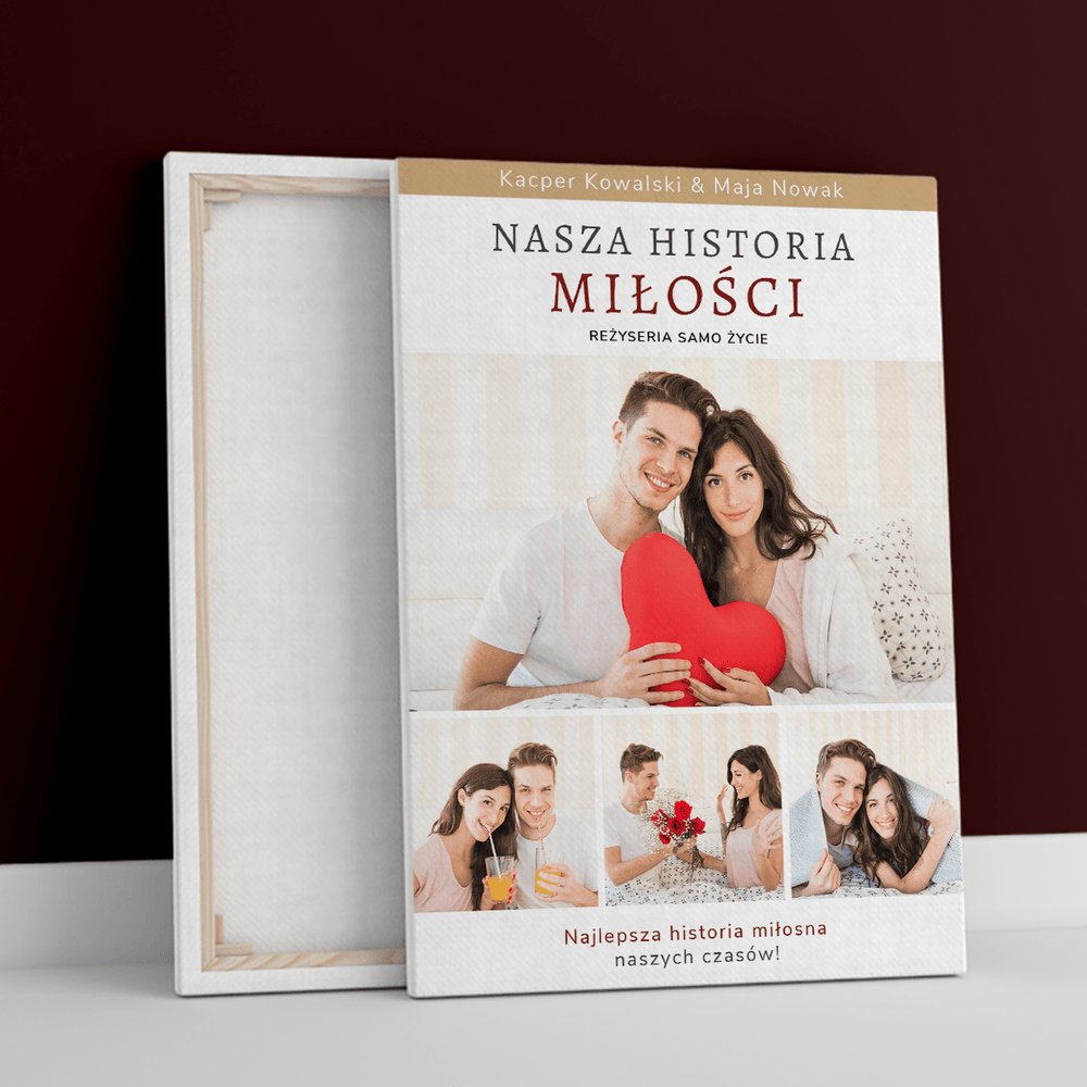 Nasza historia miłości - druk na płótnie, spersonalizowany prezent dla pary - Adamell.pl