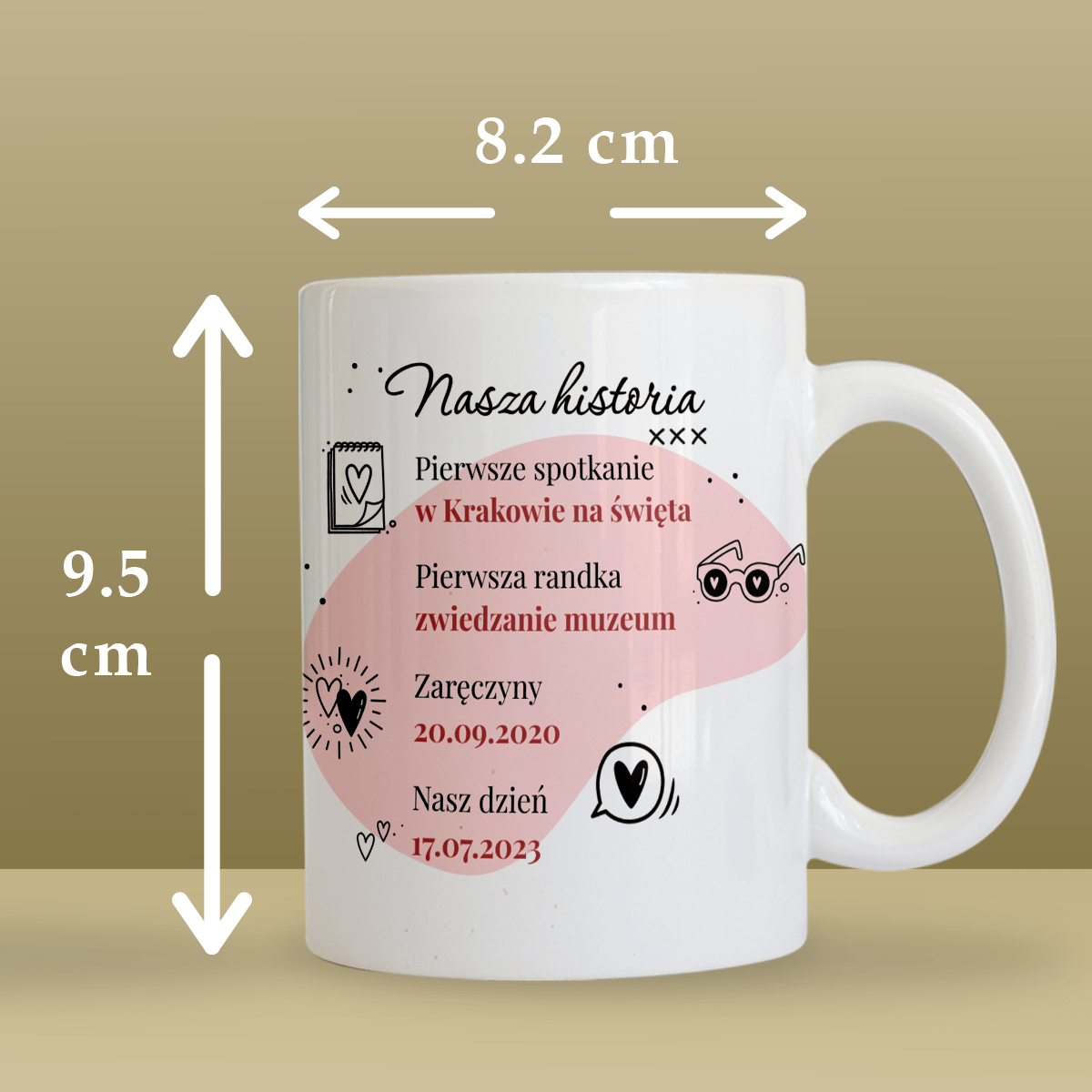Nasza historia - Zestaw 2 x Kubek z nadrukiem, spersonalizowany prezent dla pary - Adamell.pl