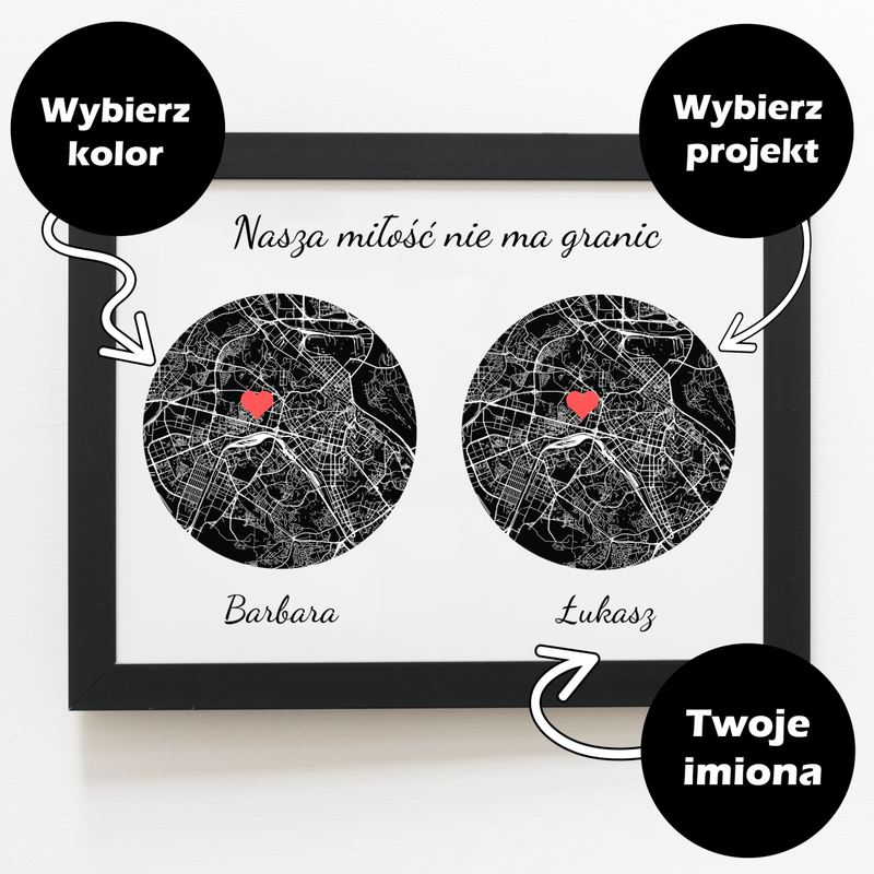 Nasza miłość bez granic - Druk na szkle, spersonalizowany prezent - Adamell.pl - Wyjątkowe Prezenty