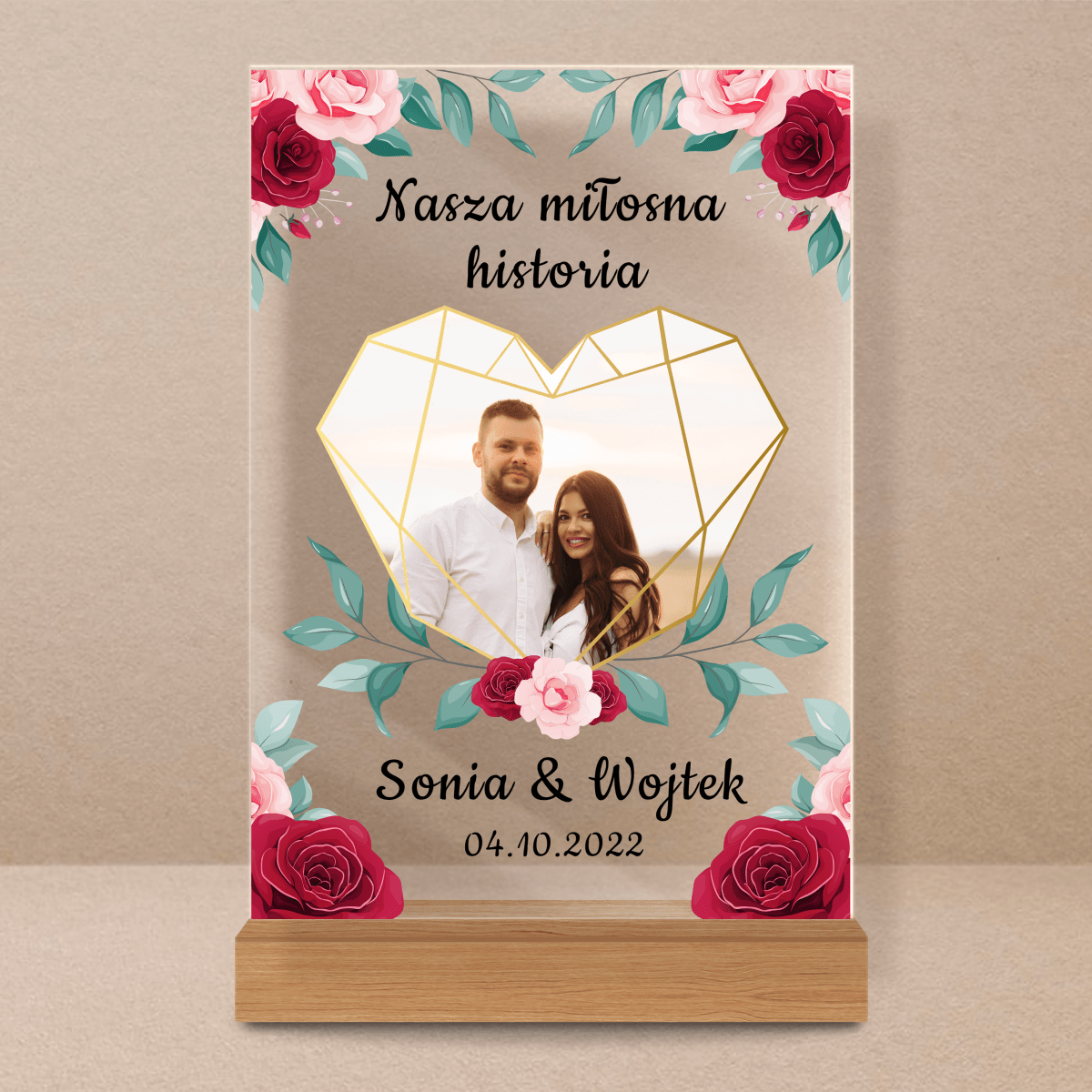 Nasza miłosna historia - Druk na szkle, spersonalizowany prezent - Adamell.pl - Wyjątkowe Prezenty