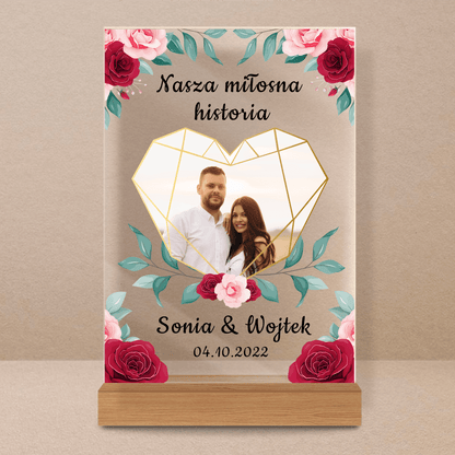 Nasza miłosna historia - Druk na szkle, spersonalizowany prezent - Adamell.pl - Wyjątkowe Prezenty