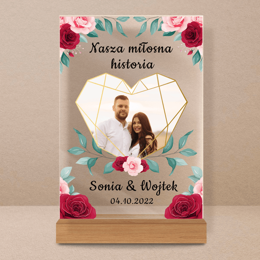 Nasza miłosna historia - Druk na szkle, spersonalizowany prezent - Adamell.pl - Wyjątkowe Prezenty