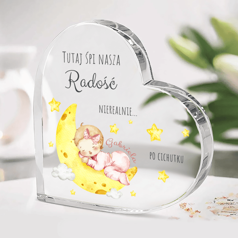 Nasza radość - Szklane serce, spersonalizowany prezent dla dziecka - Adamell.pl