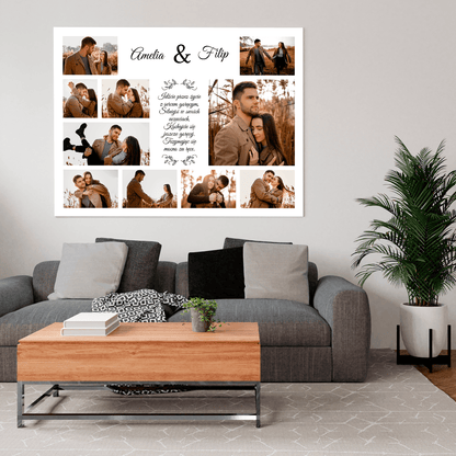 Nasza rocznica zdjęcia + tekst - druk na płótnie, spersonalizowany prezent dla pary - Adamell.pl
