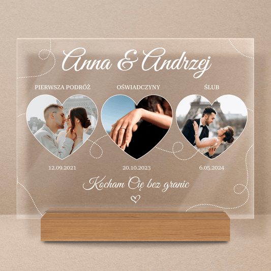 Nasza wspólna historia - Druk na szkle, spersonalizowany prezent dla pary - Adamell.pl