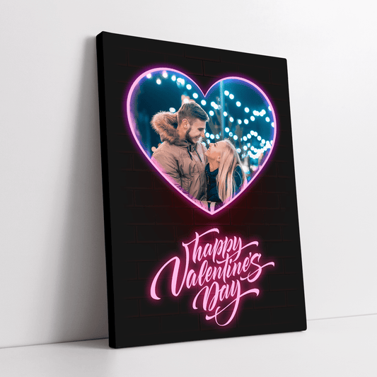 Neon serce - druk na płótnie, spersonalizowany prezent dla pary - Adamell.pl