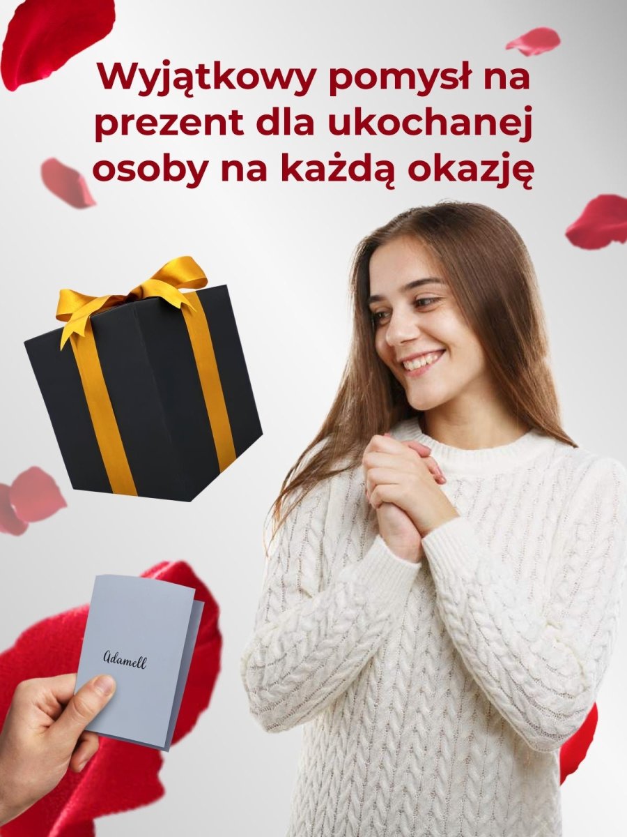 Niebieskie Pudełko z Różami na biżuterię + łańcuszek, Wyjatkowy pomysł na prezent dla dziewczyny, przyjaciółki, kobiety, na walentynki, na 18 urodziny - Adamell.pl - Wyjątkowe Prezenty